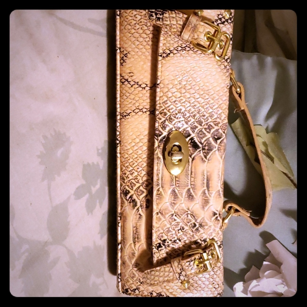 Snakeskin print clutch